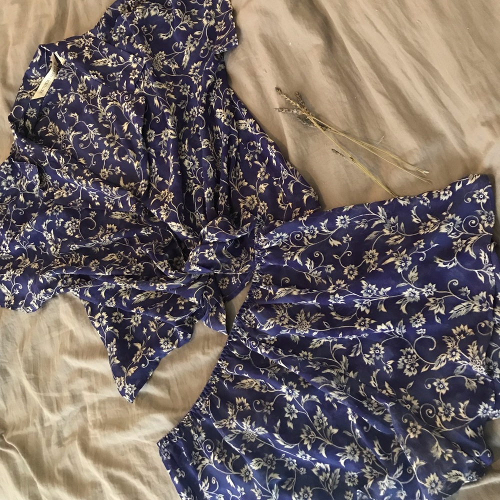 Victoria’s Secret Blue Floral Lingerie Sleep Set